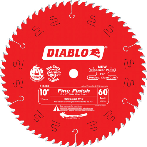 Contractor Saw Blades - Fine Finishing Saw Blades, 10", 60 Teeth, Wood Use Planification Entrepots Molloy