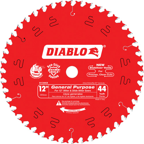 Saw Blades - General Purpose, 12", 44 Teeth, Wood Use Planification Entrepots Molloy