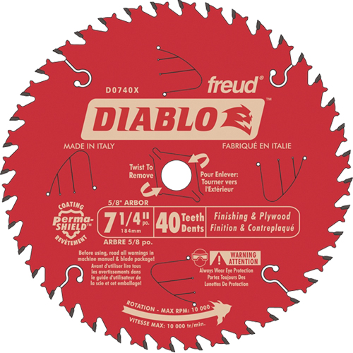 Lames de scie pour entrepreneur - Lames de scie finition, 7-1/4", 40 dents, Pour Bois Planification Entrepots Molloy