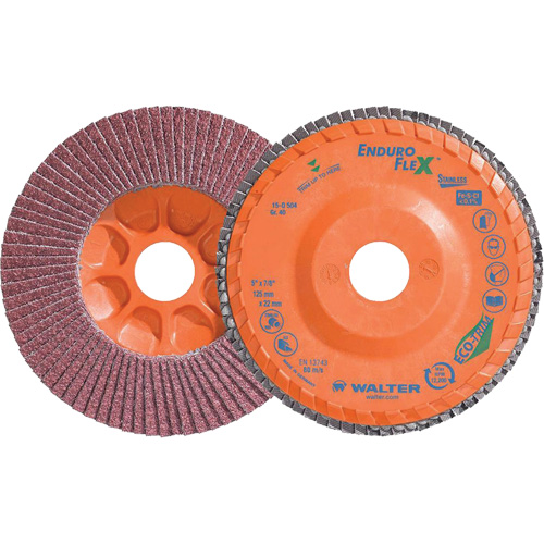 Disque &agrave; lamelles Stainless Enduro-Flex, 5" x 5", Type 27, Grain 40, Alumine de zirconium Planification Entrepots Molloy