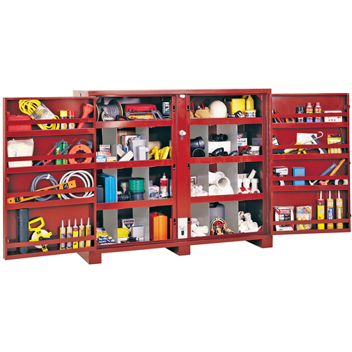 Armoire &agrave; tablettes Jobsite, Acier, 49 pi³, Rouge Planification Entrepots Molloy