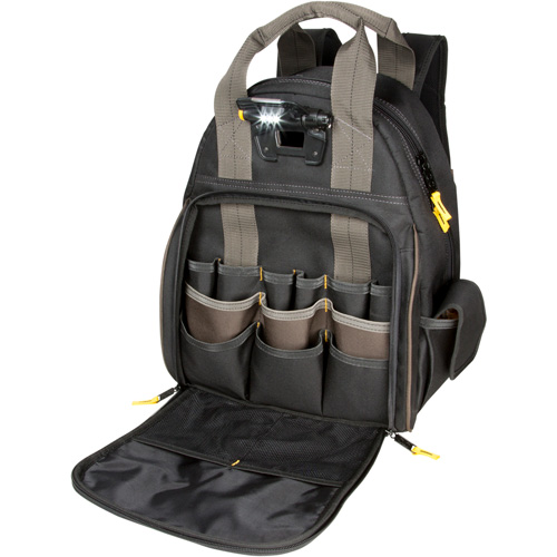 Sacs &agrave; dos pour outils Techgear &agrave; 53 pochettes, 16" lo x 13-1/4" la, Noir, Polyester Planification Entrepots Molloy