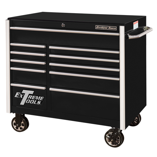 RX Series Rolling Tool Cabinet, 11 Drawers, 41-1/2" W x 25-1/2" D x 40-1/2" H, Black Planification Entrepots Molloy