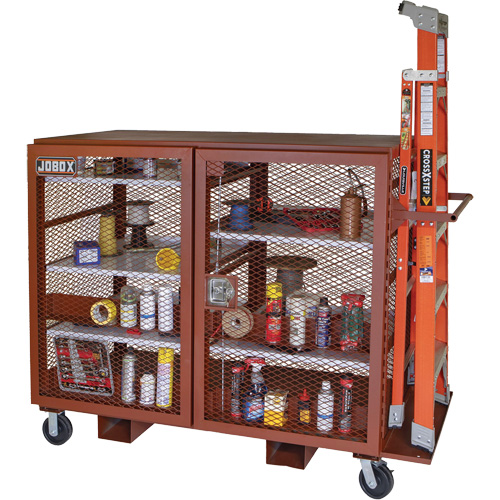 Armoire mobile en treillis, Acier, 49 pi³, Rouge Planification Entrepots Molloy