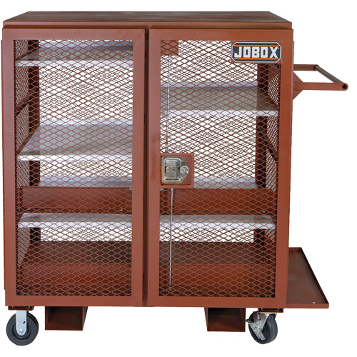 Mobile Mesh Cabinet, Steel, 37 Cubic Feet, Red Planification Entrepots Molloy