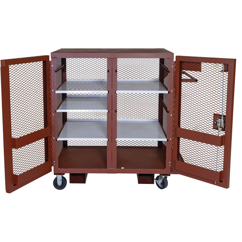Mobile Mesh Cabinet, Steel, 37 Cubic Feet, Red Planification Entrepots Molloy