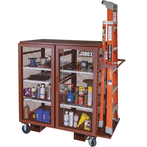 Mobile Mesh Cabinet, Steel, 37 Cubic Feet, Red Planification Entrepots Molloy