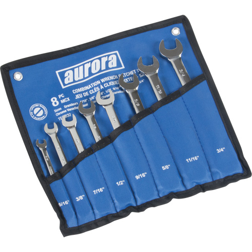 Fixed Head Wrench Set, Combination, 8 Pieces, Imperial Planification Entrepots Molloy