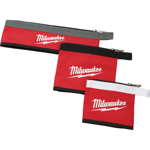 Multi-Size Zipper Pouches - Set of 3, Canvas, 3 Pockets, Black/Red Planification Entrepots Molloy