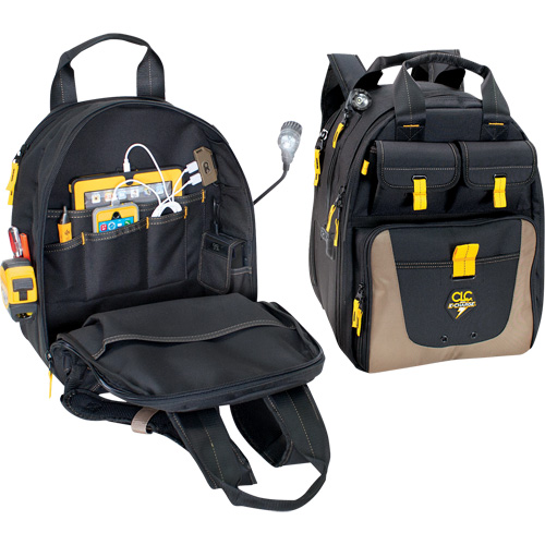 Sac &agrave; dos avec prises de recharge pour appareils &eacute;lectroniques, 15" lo x 10-1/2" la, Noir, Polyester Planification Entrepots Molloy