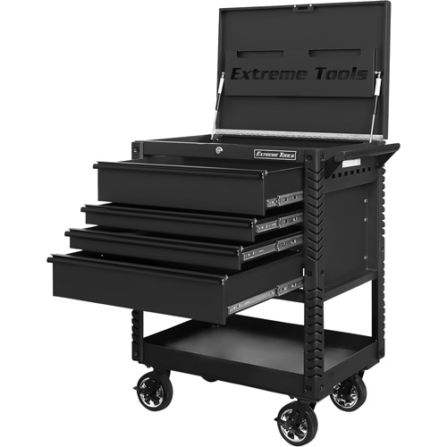 EX Deluxe Series Tool Cart, 4 Drawers, 22-7/8" L x 33" W x 44-1/4" H, Black Planification Entrepots Molloy