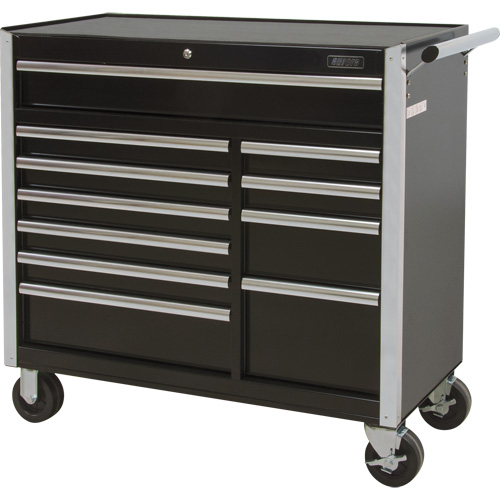 Industrial Tool Cart, 11 Drawers, 41" W x 18-3/4" D x 39-1/3" H, Black Planification Entrepots Molloy