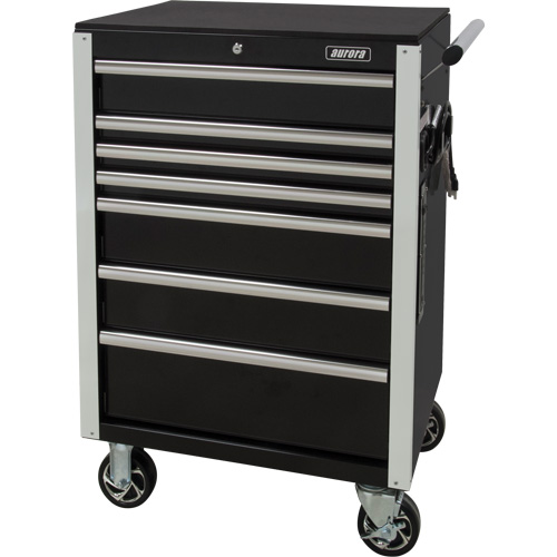 Heavy-Duty Tool Cart, 7 Drawers, 28" W x 22" D x 42-3/8" H, Black Planification Entrepots Molloy