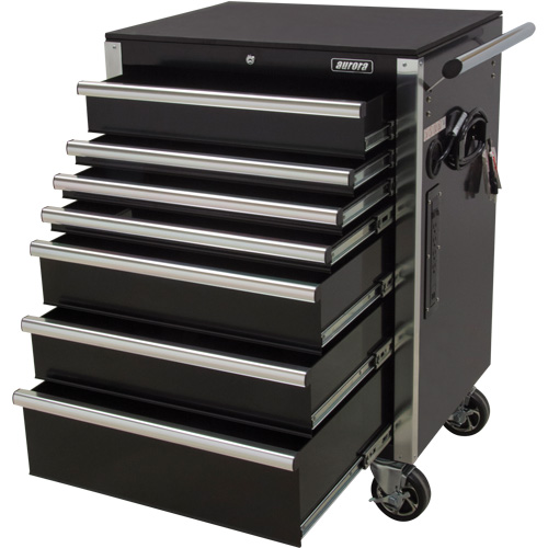 Heavy-Duty Tool Cart, 7 Drawers, 28" W x 22" D x 42-3/8" H, Black Planification Entrepots Molloy