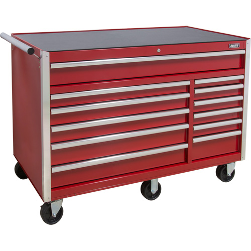 Industrial Tool Cart, 12 Drawers, 56" W x 24-1/2" D x 38-1/8" H, Red Planification Entrepots Molloy