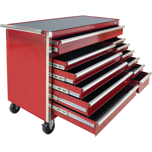 Industrial Tool Cart, 12 Drawers, 56" W x 24-1/2" D x 38-1/8" H, Red Planification Entrepots Molloy