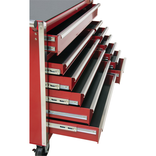 Industrial Tool Cart, 12 Drawers, 56" W x 24-1/2" D x 38-1/8" H, Red Planification Entrepots Molloy