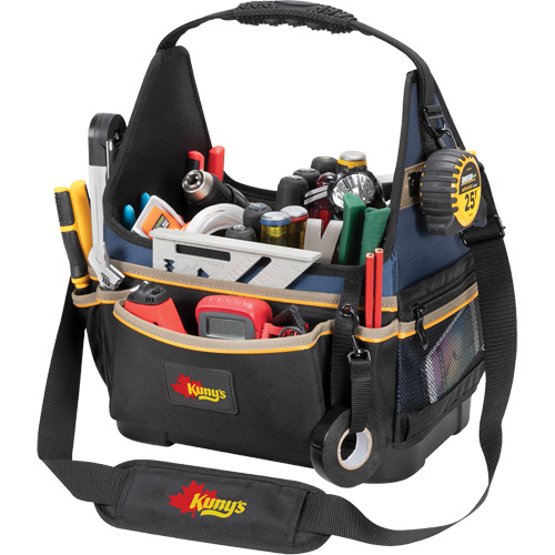 Molded Base Electrical/HVAC Tool Carrier, Ballistic Polyester, 20 Pockets, Black/Blue Planification Entrepots Molloy