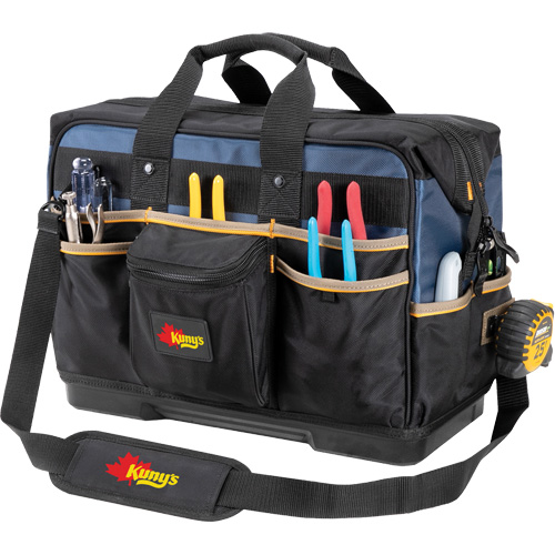 Molded Base Contractor's Closed-Top Tool Bag, Ballistic Polyester, 29 Pockets, Black/Blue Planification Entrepots Molloy