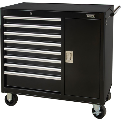 Industrial Tool Cart, 8 Drawers, 44-3/10" W x 21-1/10" D x 36-7/10" H, Black Planification Entrepots Molloy