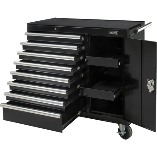 Industrial Tool Cart, 8 Drawers, 44-3/10" W x 21-1/10" D x 36-7/10" H, Black Planification Entrepots Molloy