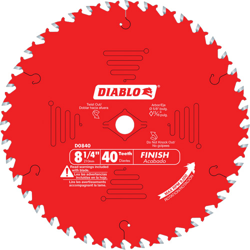 Lames de scie pour entrepreneur - Lames de scie finition, 8-1/4", 40 dents, Pour Bois Planification Entrepots Molloy
