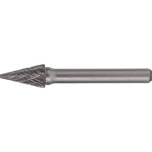Solid Carbide Burrs - Pointed Cone Shape, SM-5, 1/2" Dia., 1/4" Shank, 7/8" Depth of Cut Planification Entrepots Molloy
