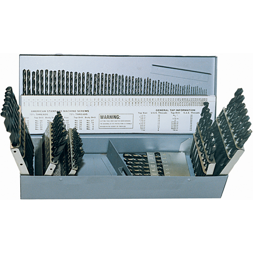 Jeux de forets CLE-LINE, 115 morceaux, Acier rapide Planification Entrepots Molloy