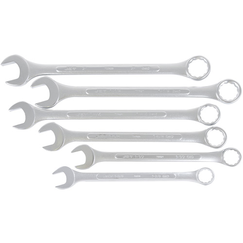 Fully Polished Long Pattern Combination Wrench Set, Combination, 6 Pieces, Imperial Planification Entrepots Molloy
