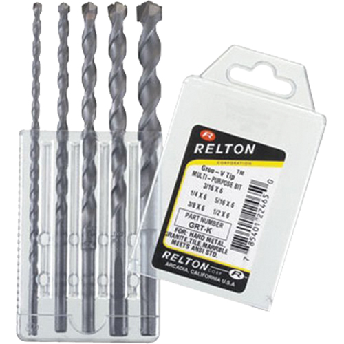 Groo-V Tip Multi-Purpose Specialty Drill Bit Sets, 5 Pieces, Carbide Planification Entrepots Molloy