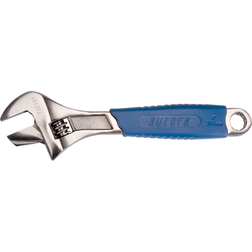 Adjustable Wrench, 8" L, 1-1/4" Max Width, Black Planification Entrepots Molloy