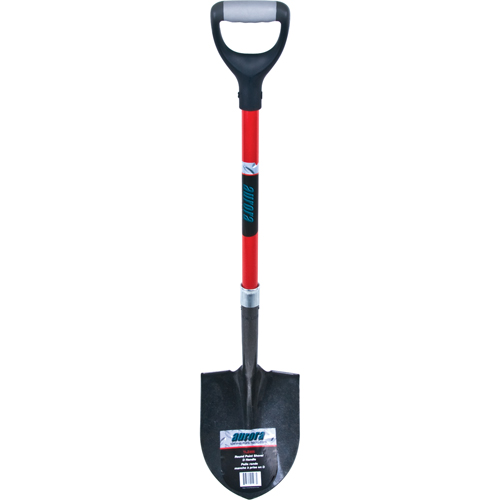 Heavy-Duty Round Point Shovel, Carbon Steel Blade, Fibreglass, D-Grip Handle Planification Entrepots Molloy