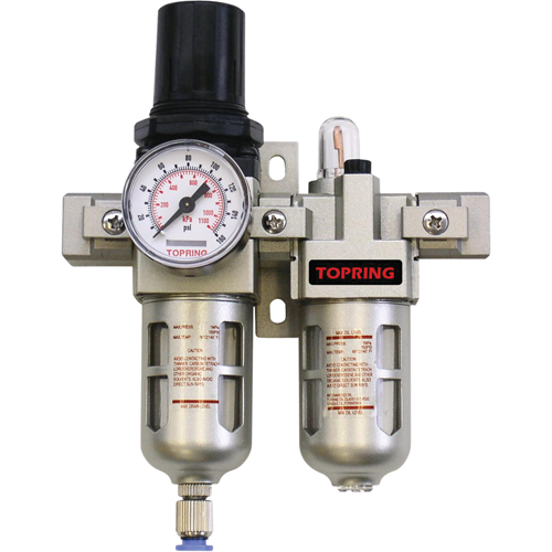 Unit&eacute;s combin&eacute;es compactes Airflo, filtre/r&eacute;gulateur + lubrificateur + manom&egrave;tre, 1/4" NPT, PSI max. de 150 psi, Modulaire Planification Entrepots Molloy