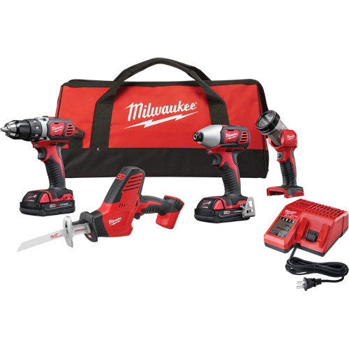 Ensemble quatre outils sans fil combin&eacute;s M18, Lithium-ion, 18 V Planification Entrepots Molloy