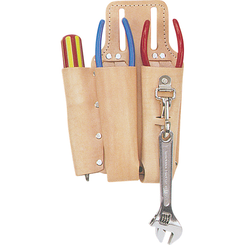 Lineman's Tool Pouch, Multiple Tool Holder, Leather, 3 Pockets Planification Entrepots Molloy