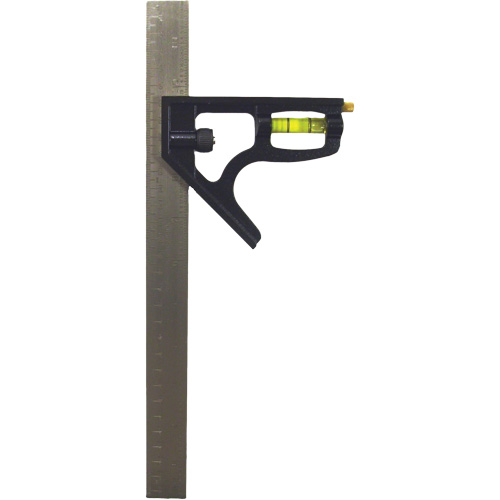 Inch/Metric Combination Square, 12" L, 1/8"/1/16"/1/32"/1 mm Graduations, Stainless Steel, Plain Planification Entrepots Molloy