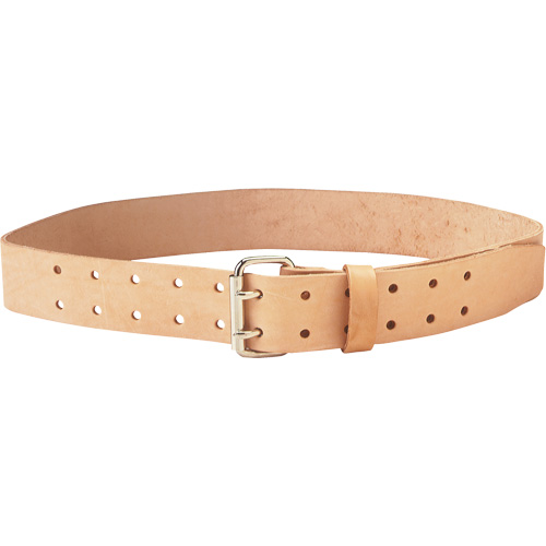 Double Tongue Belt, Leather, Beige Planification Entrepots Molloy