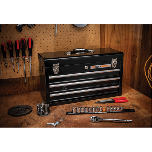 Boîte &agrave; outils portative, 20" la, 3 tiroirs, Noir Planification Entrepots Molloy