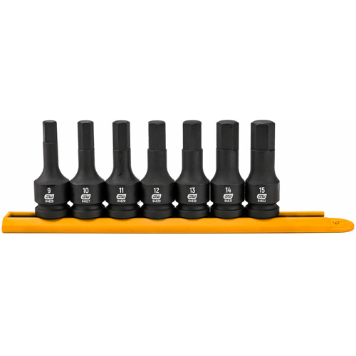 Impact Metric Bit Socket Set, Hex, 1/2" Drive, 7 Pcs Planification Entrepots Molloy