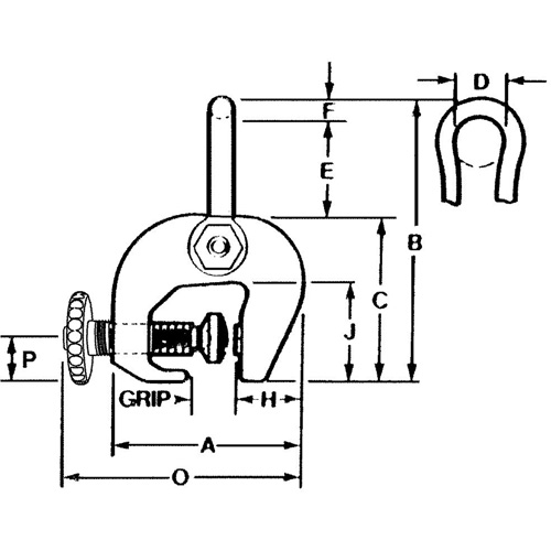 SAC Plate Clamp, 12000 lbs. (6 tons), 0" - 3" Jaw Opening Planification Entrepots Molloy