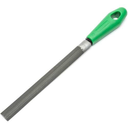 Lime &agrave; taille crois&eacute;e avec poign&eacute;e verte, Demi-ronde, 8", B&acirc;tarde Planification Entrepots Molloy