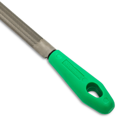 Lime &agrave; taille crois&eacute;e avec poign&eacute;e verte, Demi-ronde, 8", B&acirc;tarde Planification Entrepots Molloy