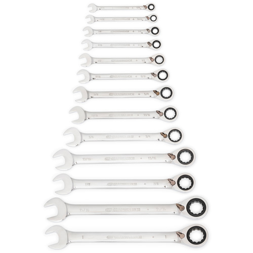 72-Tooth 12 Point Reversible Ratcheting SAE Wrench Set, Combination, 13 Pieces, Imperial Planification Entrepots Molloy