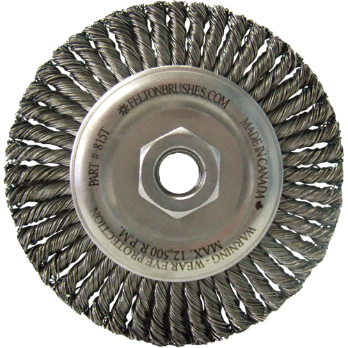Wire Wheel Brushes, 5-7/8" Dia., 0.02" Fill, 5/8"-11 Arbor, Steel Planification Entrepots Molloy