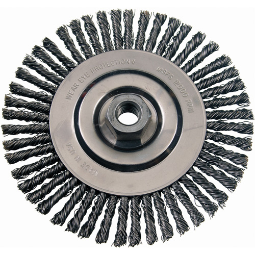 Wire Wheel Brushes, 4-7/8" Dia., 0.02" Fill, 5/8"-11 Arbor, Stainless Steel Planification Entrepots Molloy