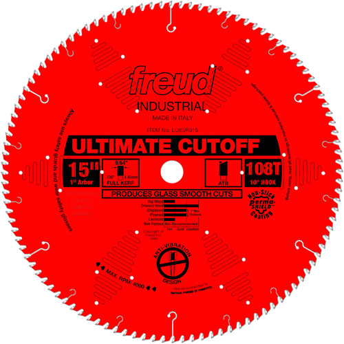 Lames de scie industrielle TCS - finition et coupe en travers, 15", 108 dents, Pour Bois Planification Entrepots Molloy