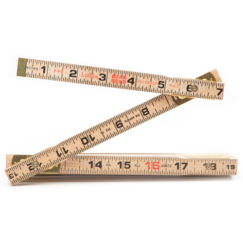 Red End&reg; Rule with Two 6" Slide Rule Extensions, 6' L, Wood, 1/16" Graduations Planification Entrepots Molloy