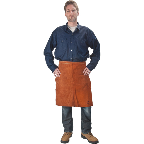 Leather Apron, Waist, 24" L, Lava Brown Planification Entrepots Molloy
