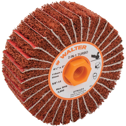 Two-In-One Turbo Drums, 4-1/2" Dia. x 2" W, 5/8"-11 Arbor, 60 Grit Planification Entrepots Molloy