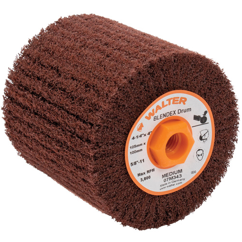 Tambour de conditionnement de surface Blendex, 4-1/4" dia. x 4" la, 5/8"-11 Arbre, Grain Moyen Planification Entrepots Molloy